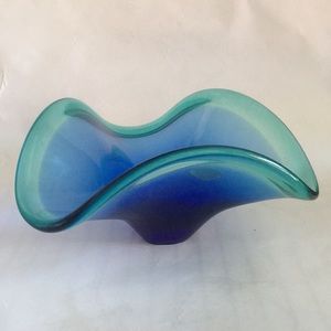 Murano Italian Blue Green Glass Centerpiece